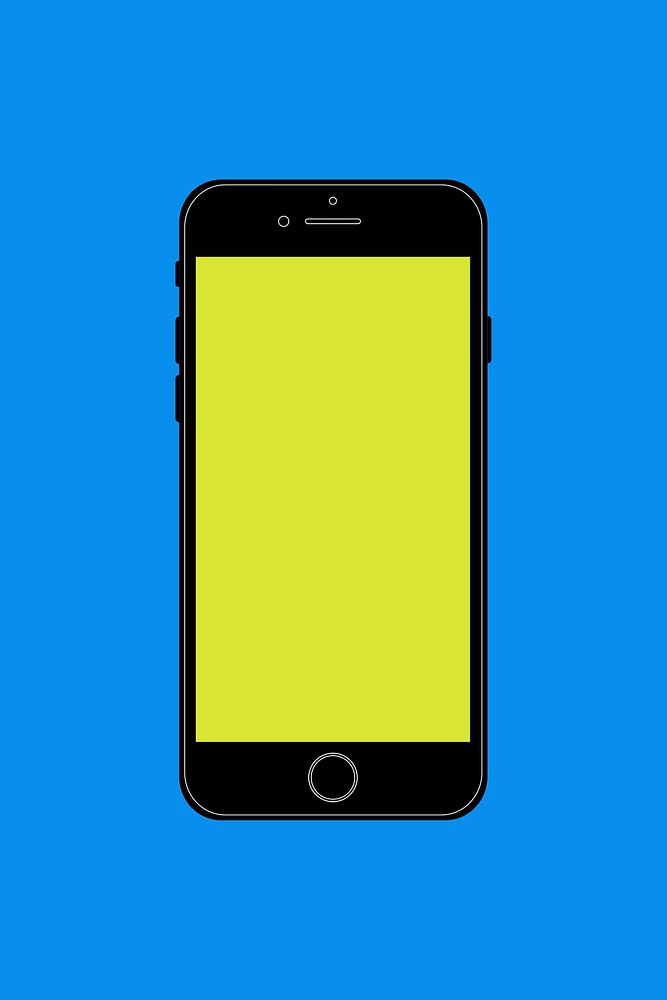 Black iPhone, blank green screen, digital device vector illustration