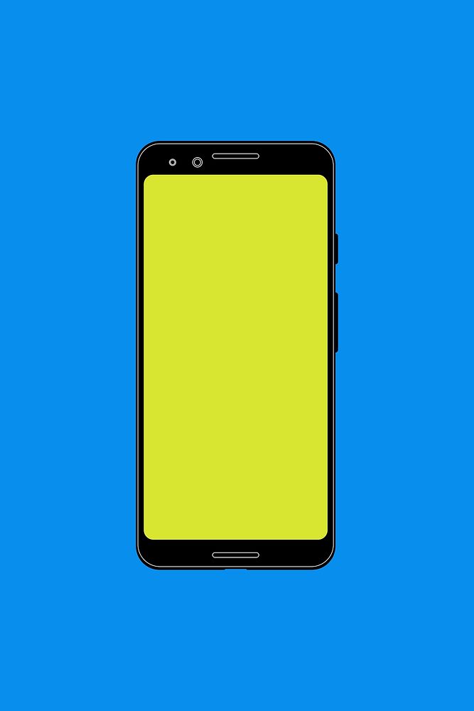 Black phone, blank green screen, digital device vector illustration