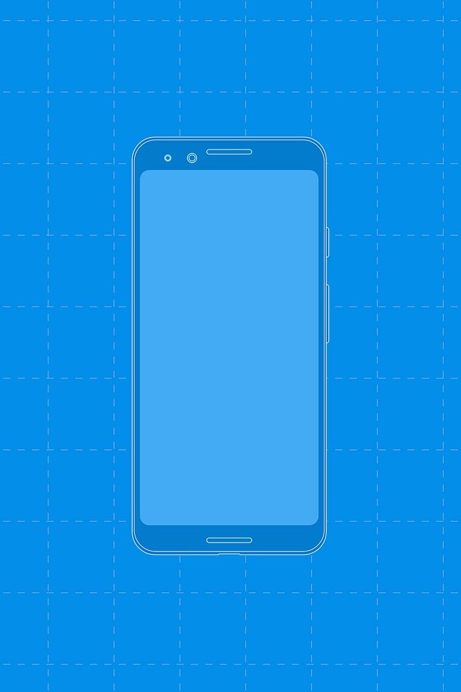 Blue mobile phone, digital device vector illustration