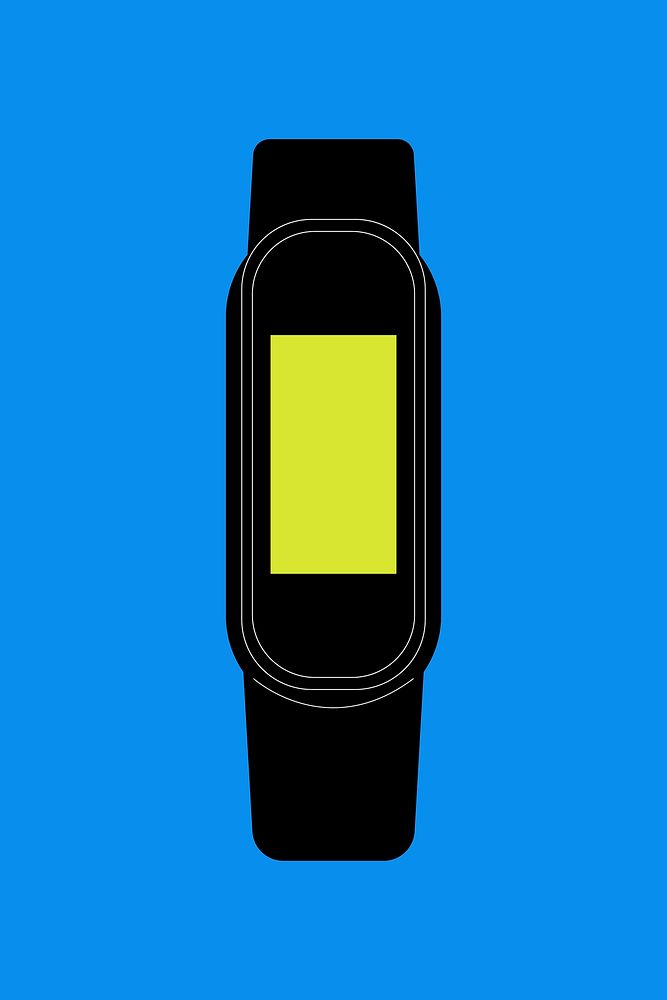 Black smartwatch, blank rectangle green screen, health tracker device vector illustration