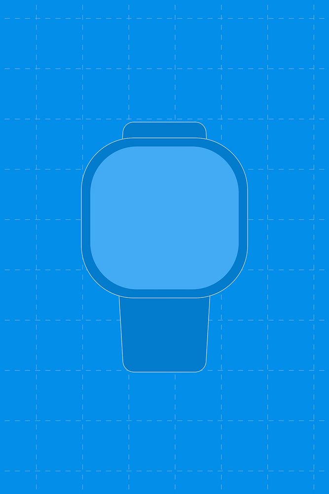 Blue smartwatch, blank square screen, health tracker device vector illustration