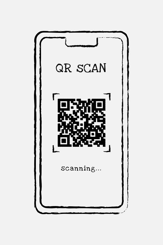 Phone QR code, cashless payment illustration 