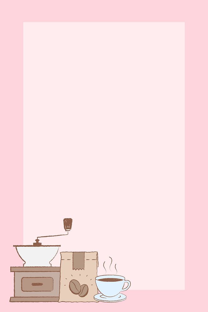 Cute coffee frame background, hand drawn illustrations