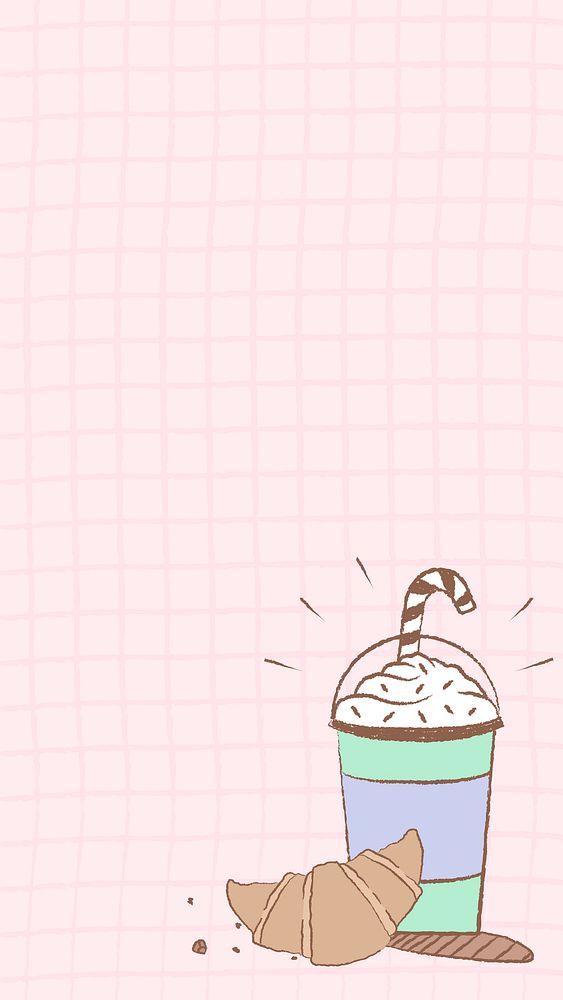 Cute cafe wallpaper, iPhone background in pink vector