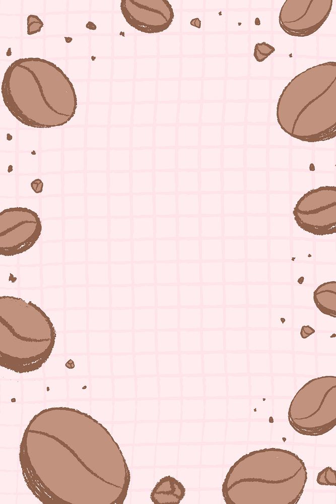 Coffee beans frame background, hand drawn vector illustration