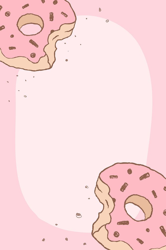 Cute donut frame background, hand drawn vector illustration