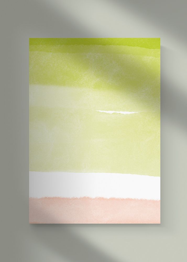 Abstract watercolor paper sign, lime green background