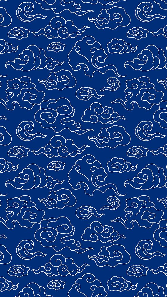 Chinese phone wallpaper, blue cloud pattern illustration