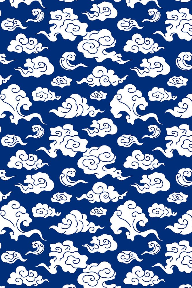 Cloud background wallpaper, blue pattern Japanese illustration