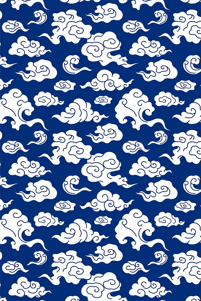 Cloud background wallpaper, blue pattern Japanese illustration vector