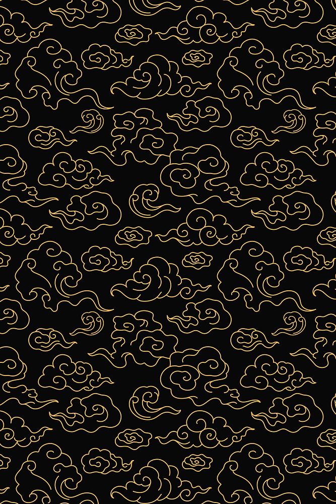 Cloud background wallpaper, gold pattern Japanese illustration
