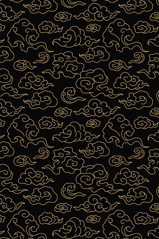 Cloud background wallpaper, gold pattern Japanese illustration vector