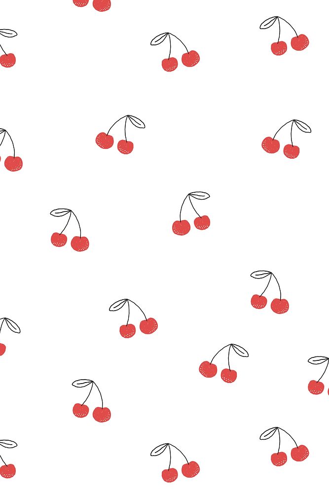 Cherry pattern background vector, cute fruit graphic