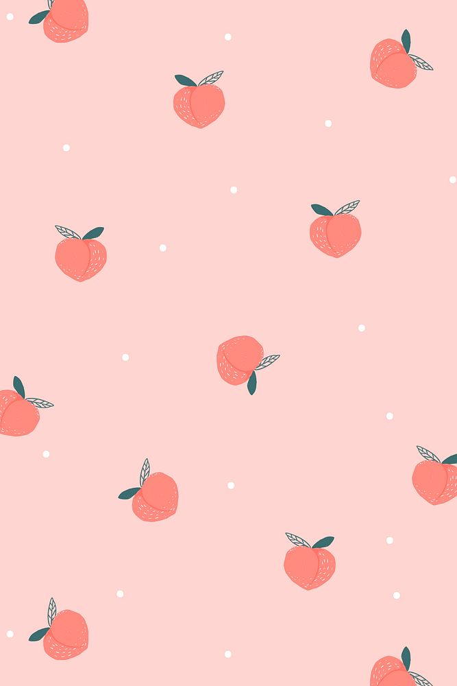 Pink peach pattern background vector, cute fruit graphic