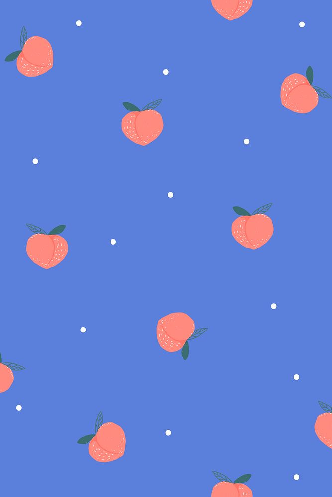 Peach seamless pattern background vector, cute fruit graphic on blue