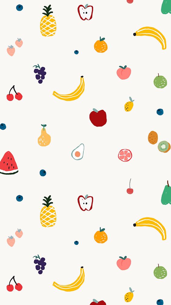 Fruit iPhone wallpaper, mobile background in doodle style