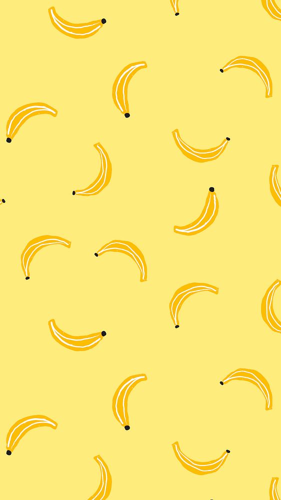 Banana iPhone wallpaper, mobile background in doodle style