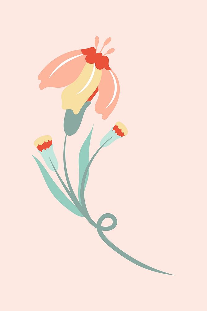 Pastel flower background, flat design spring illustration