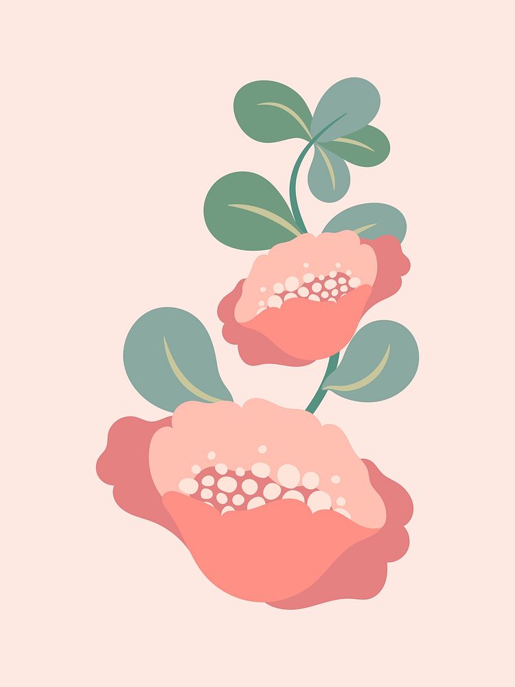 Pink flower, spring clipart vector illustration