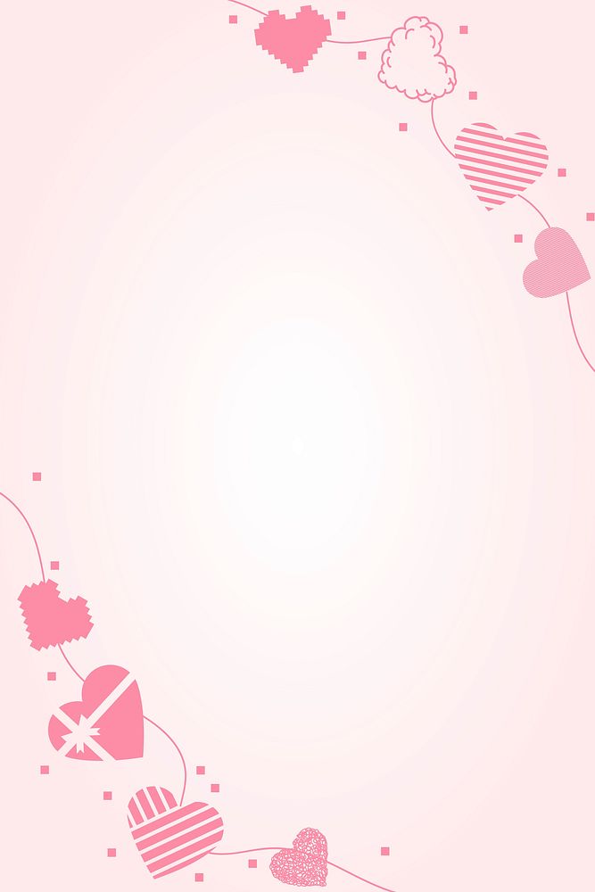 Cute heart border frame, pink background design