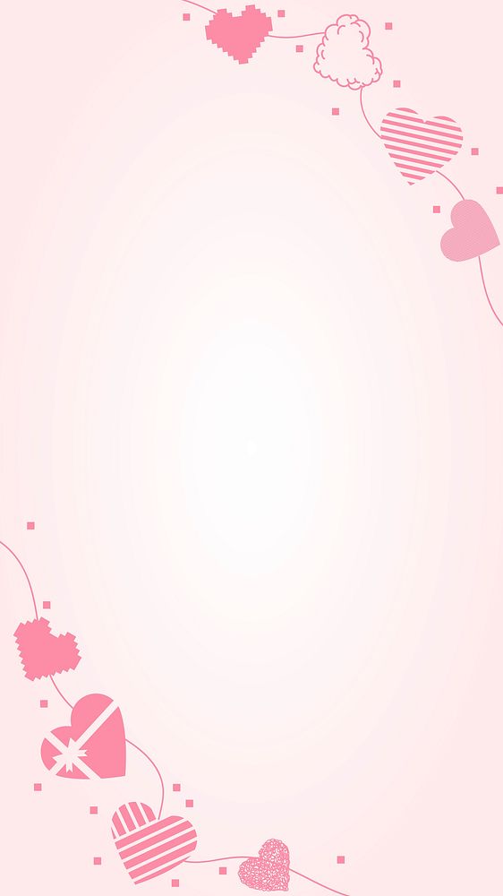 Valentine heart border frame vector, pink background design