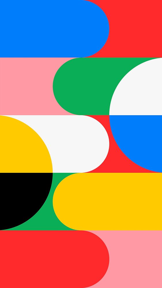Bauhaus mobile wallpaper, colorful primary color background