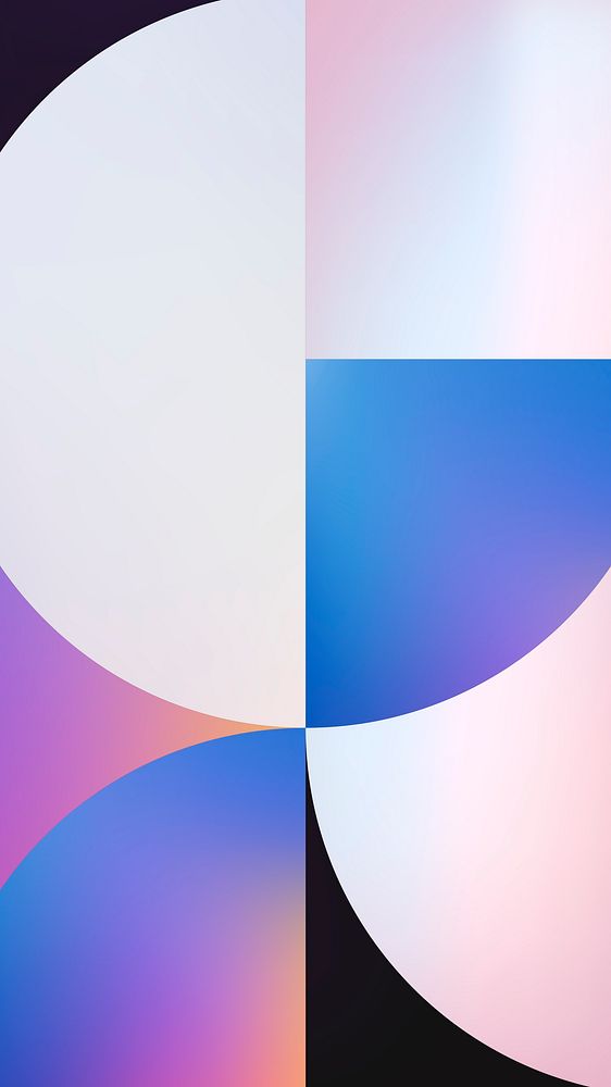 Bauhaus iPhone wallpaper, pink holographic gradient vector