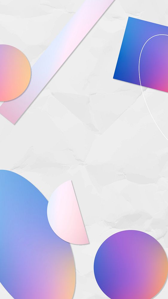 Abstract memphis mobile wallpaper, holographic geometric shapes