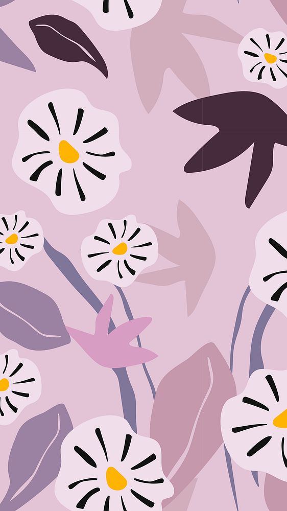 Flower iPhone wallpaper, memphis pattern background vector