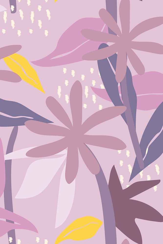 Purple leaf background, tropical seamless pattern vector