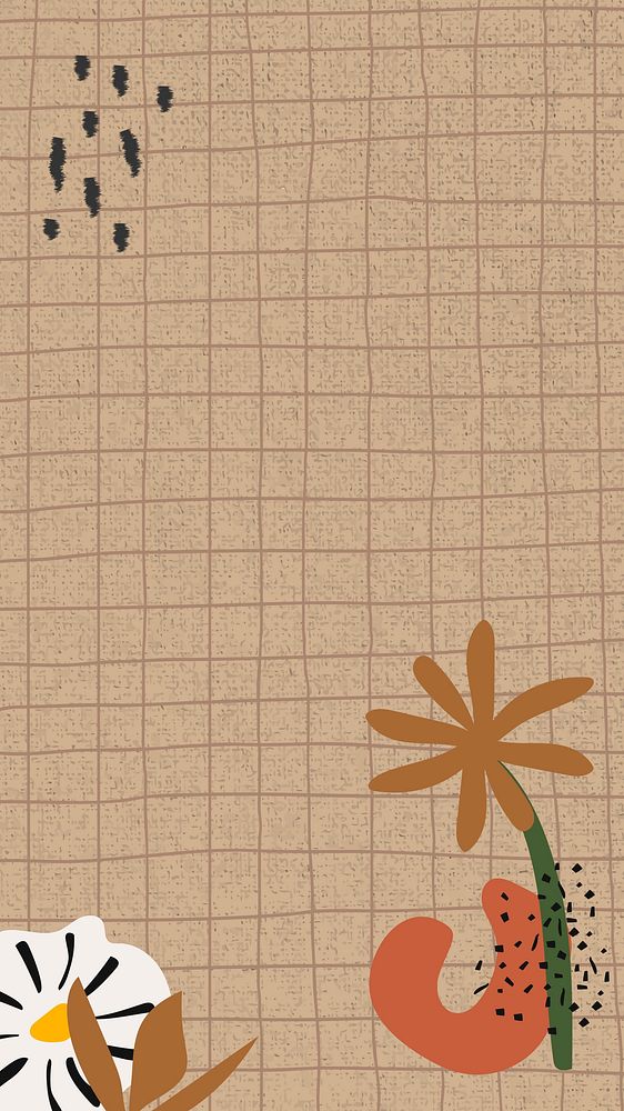 Aesthetic flower iPhone wallpaper, memphis pattern background vector