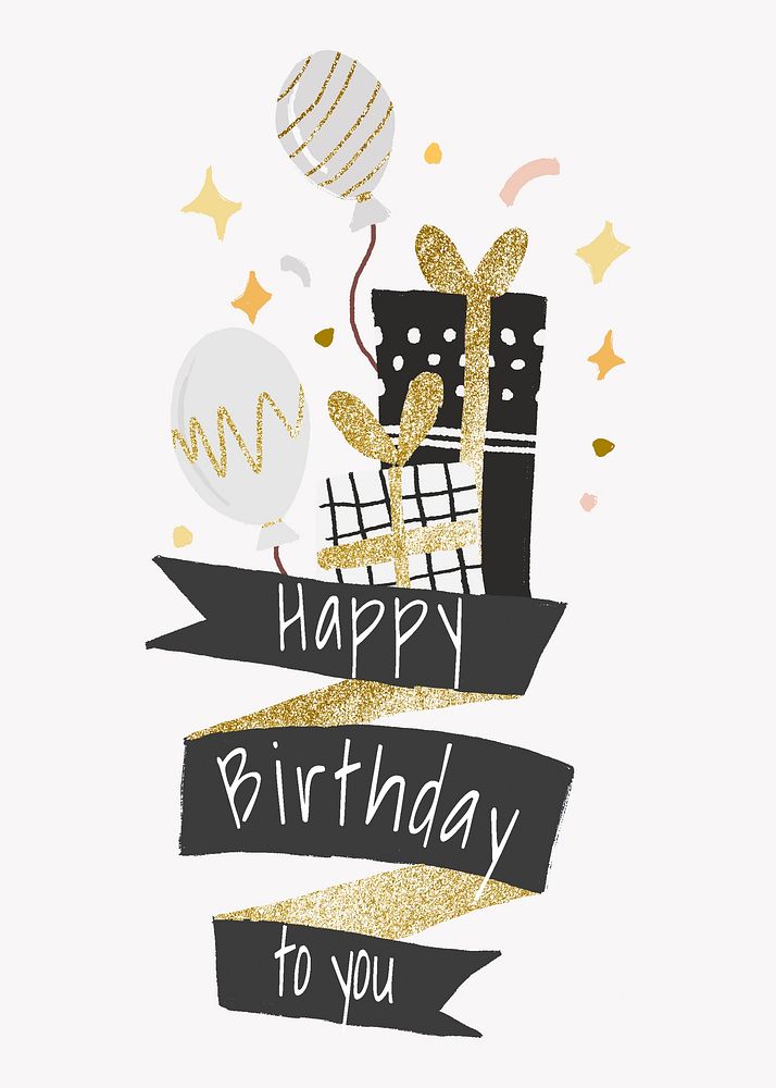 Birthday gift, cute celebration illustration