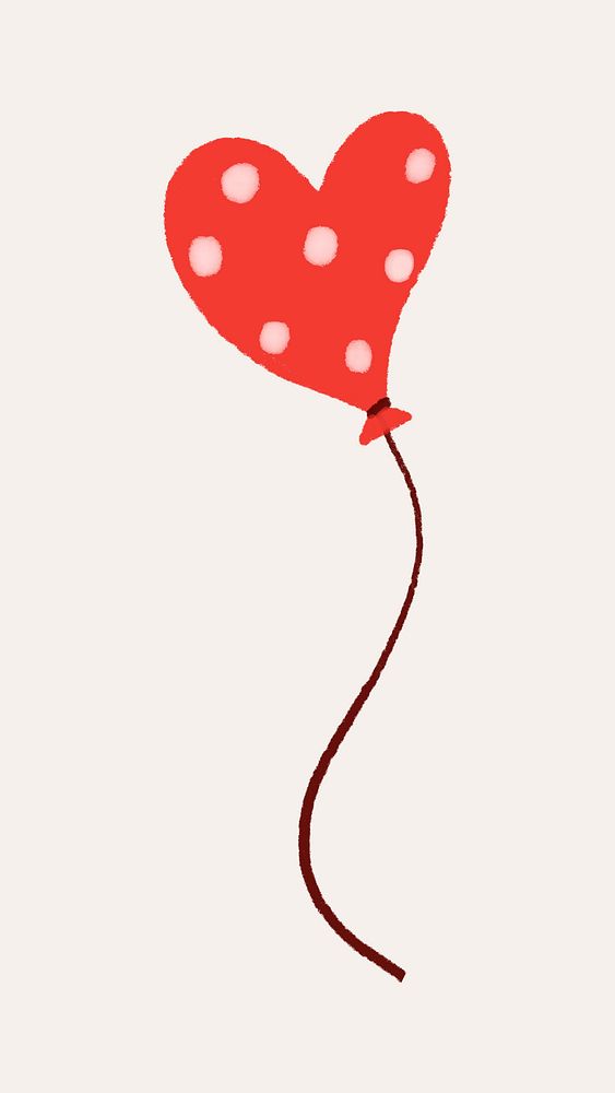 Party balloon sticker, red polka dot, heart shape psd