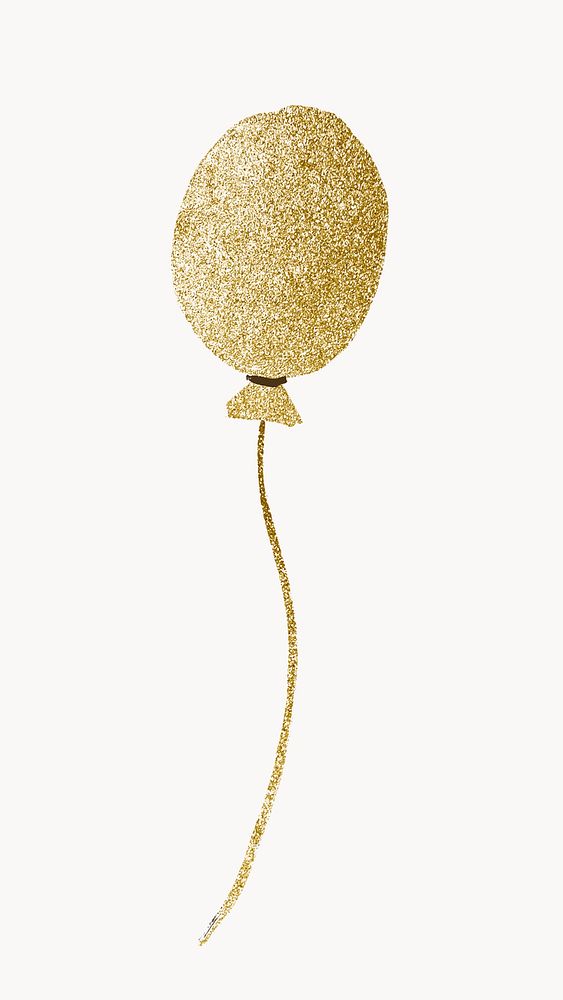 Party balloon sticker, Glitter gold element graphic vector