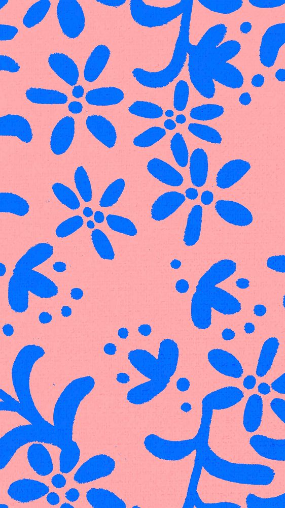 Floral pattern mobile wallpaper, fabric iPhone background in pink