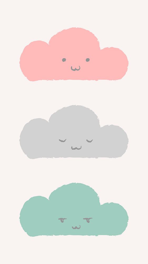 Cute cloud in doodle style psd set