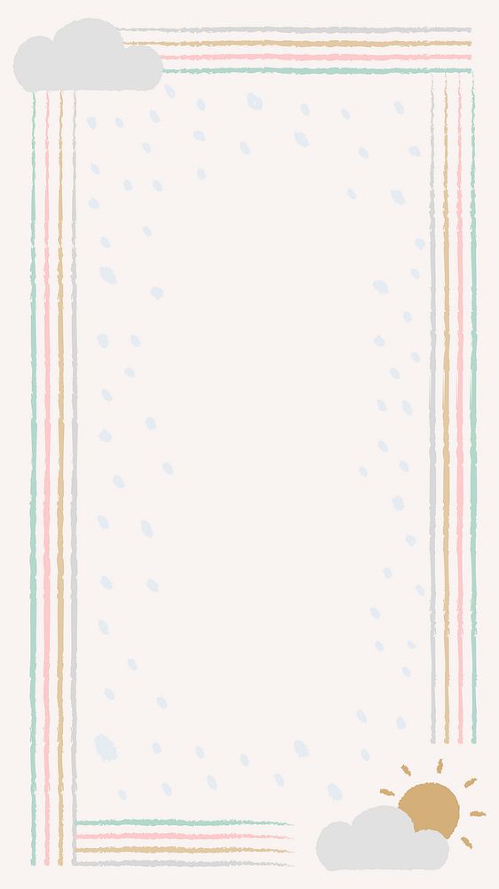 Pastel cute frame, doodle rain border design