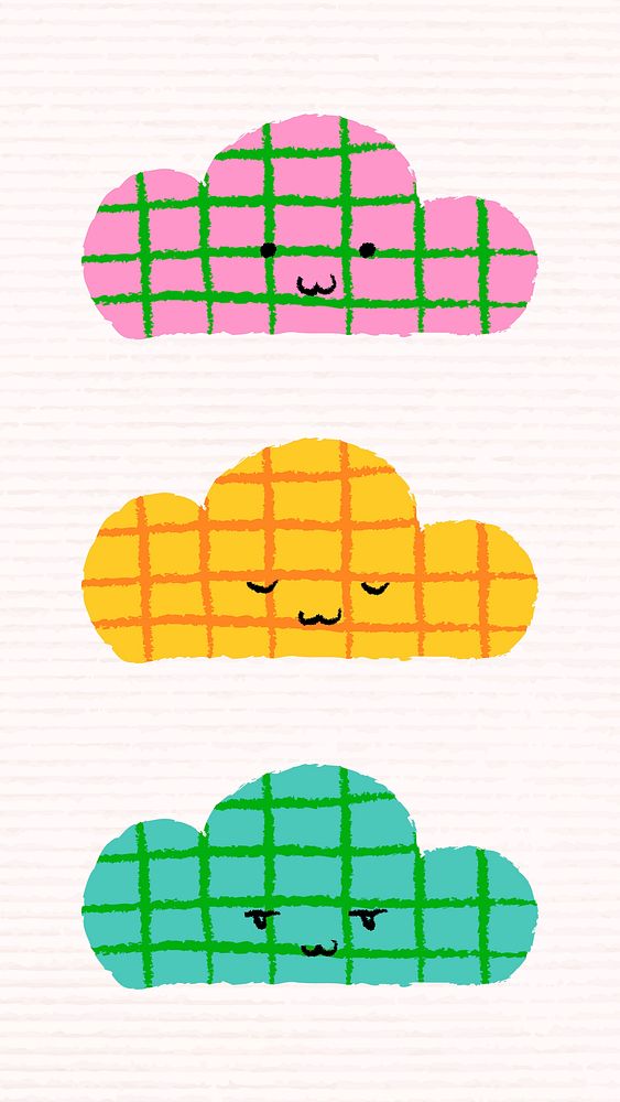 Funky cloud in doodle style vector set