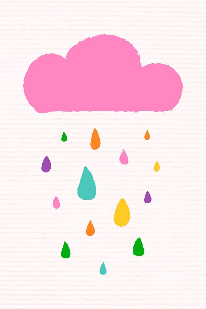 Funky rain and pink cloud in doodle style vector
