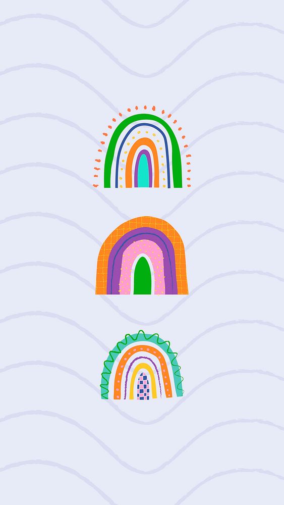 Rainbow mobile wallpaper, funky iPhone background vector
