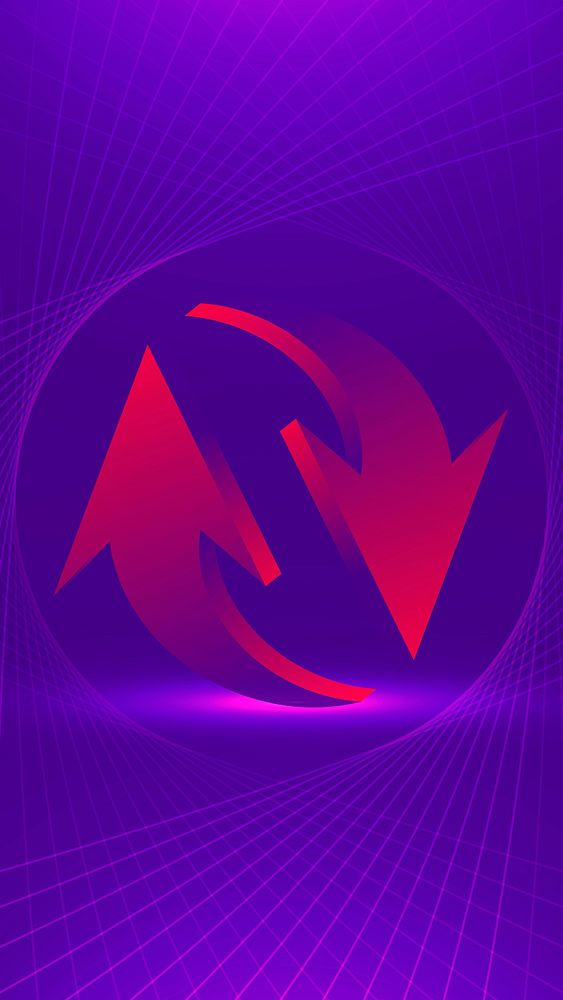Reverse arrow phone wallpaper, business gradient purple background vector