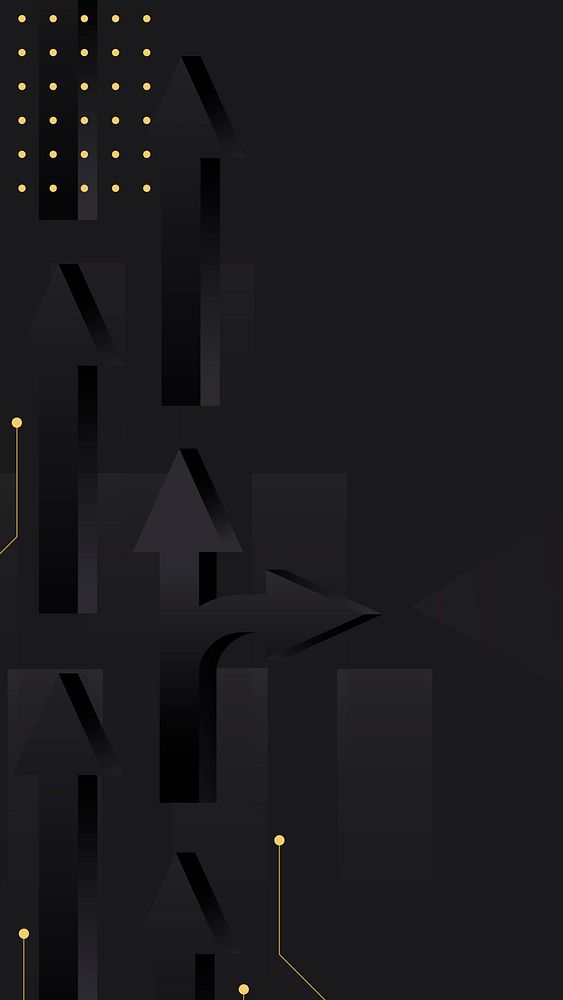 Arrow iPhone wallpaper, black border, abstract gradient background vector