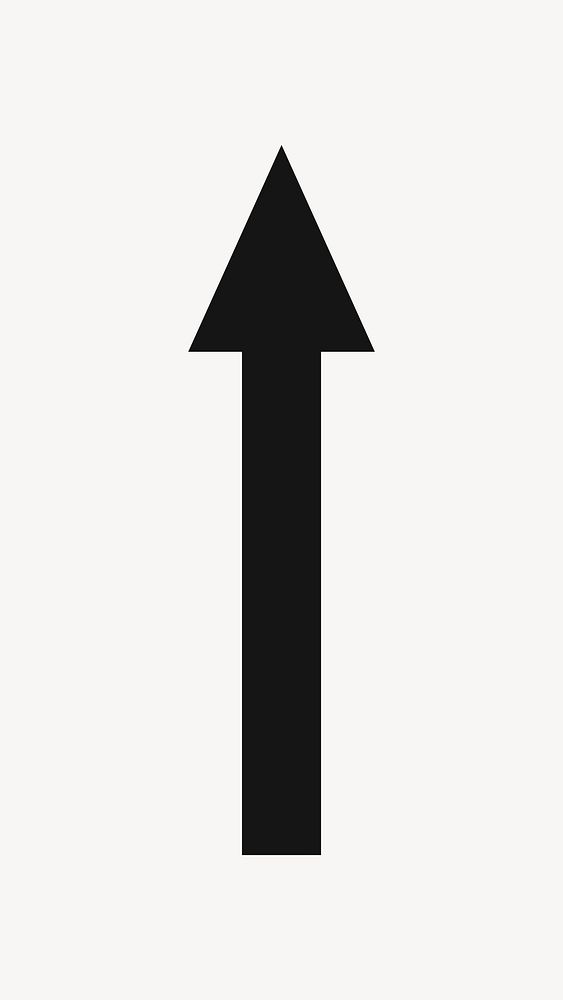 Arrow sticker, go straight traffic road direction sign in black flat design vector