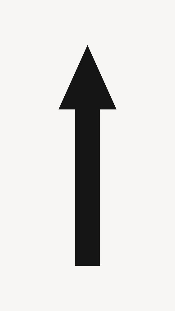 Arrow sticker, go straight traffic road direction sign in black flat design psd