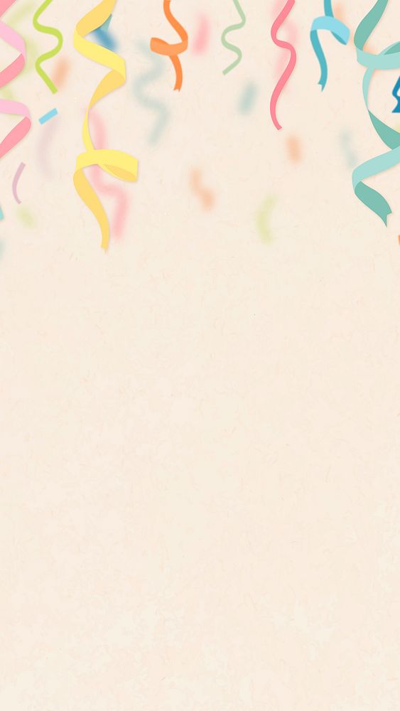 Cream celebration background, colorful ribbons border vector