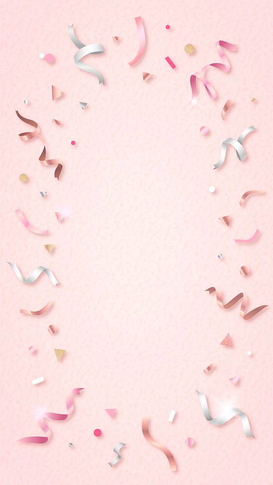 Pink festive frame mobile wallpaper, colorful ribbons with texture vector