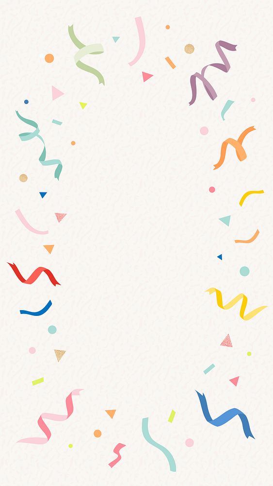 Celebration frame phone wallpaper, colorful ribbons in beige color vector