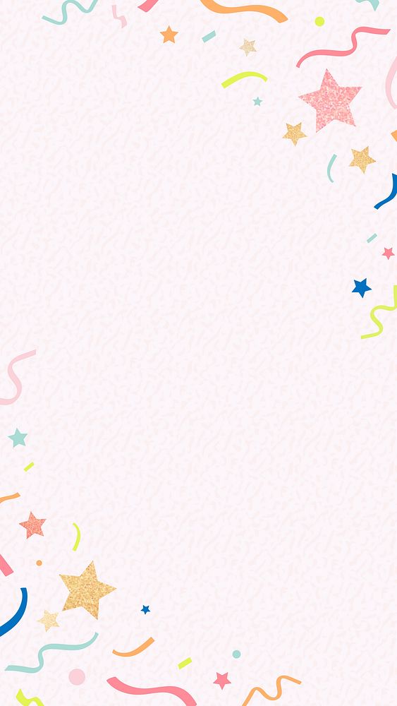 Pink festive frame iPhone wallpaper, colorful ribbons with texture vector