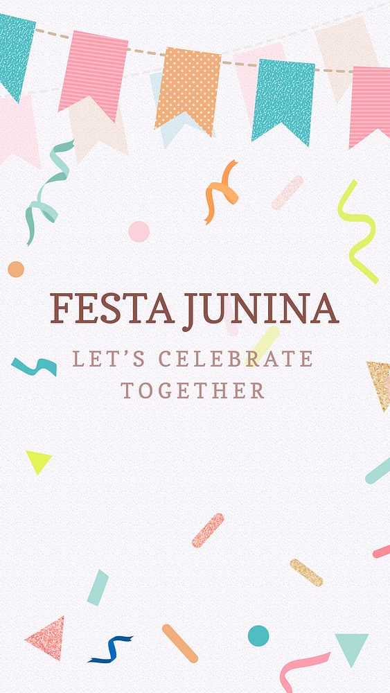 Celebration Instagram story template vector, festive and colorful bunting