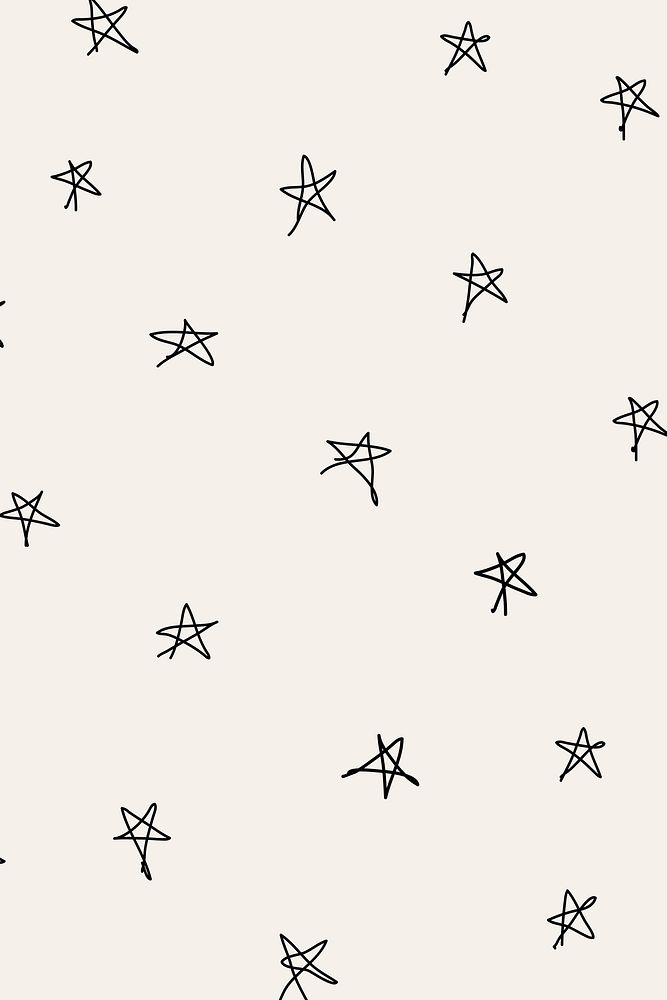 Doodle background, star pattern ink design vector